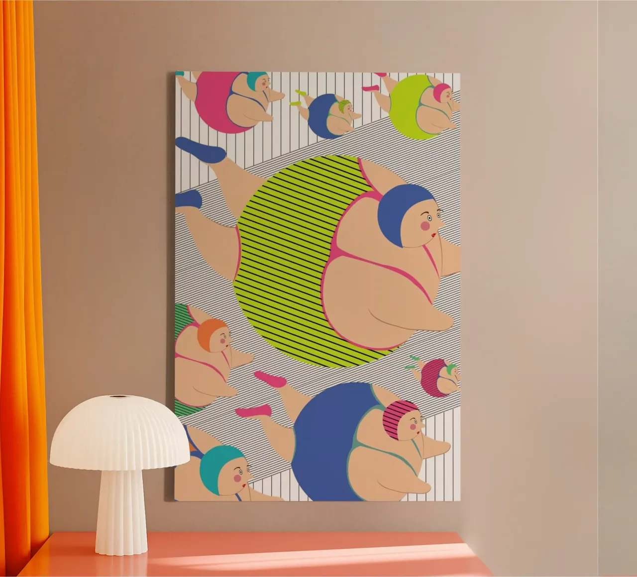 Synchronised Striped Swimmers canvas met Baklijst van Maria Kritzas
