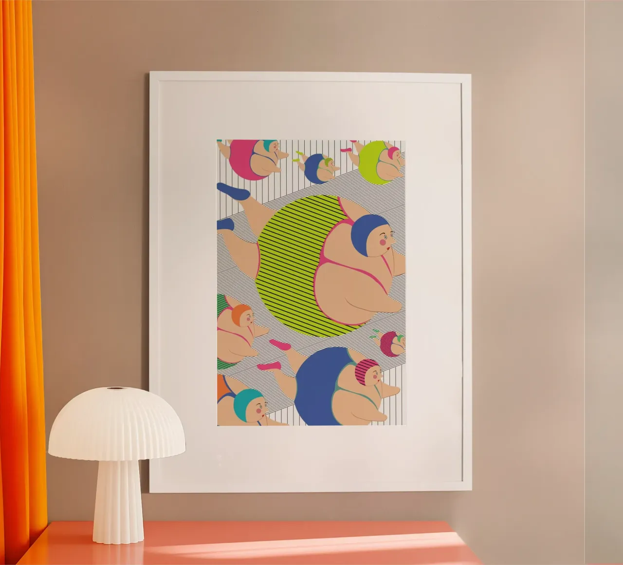 Synchronised Striped Swimmers poster con telaio in alluminio da Maria Kritzas