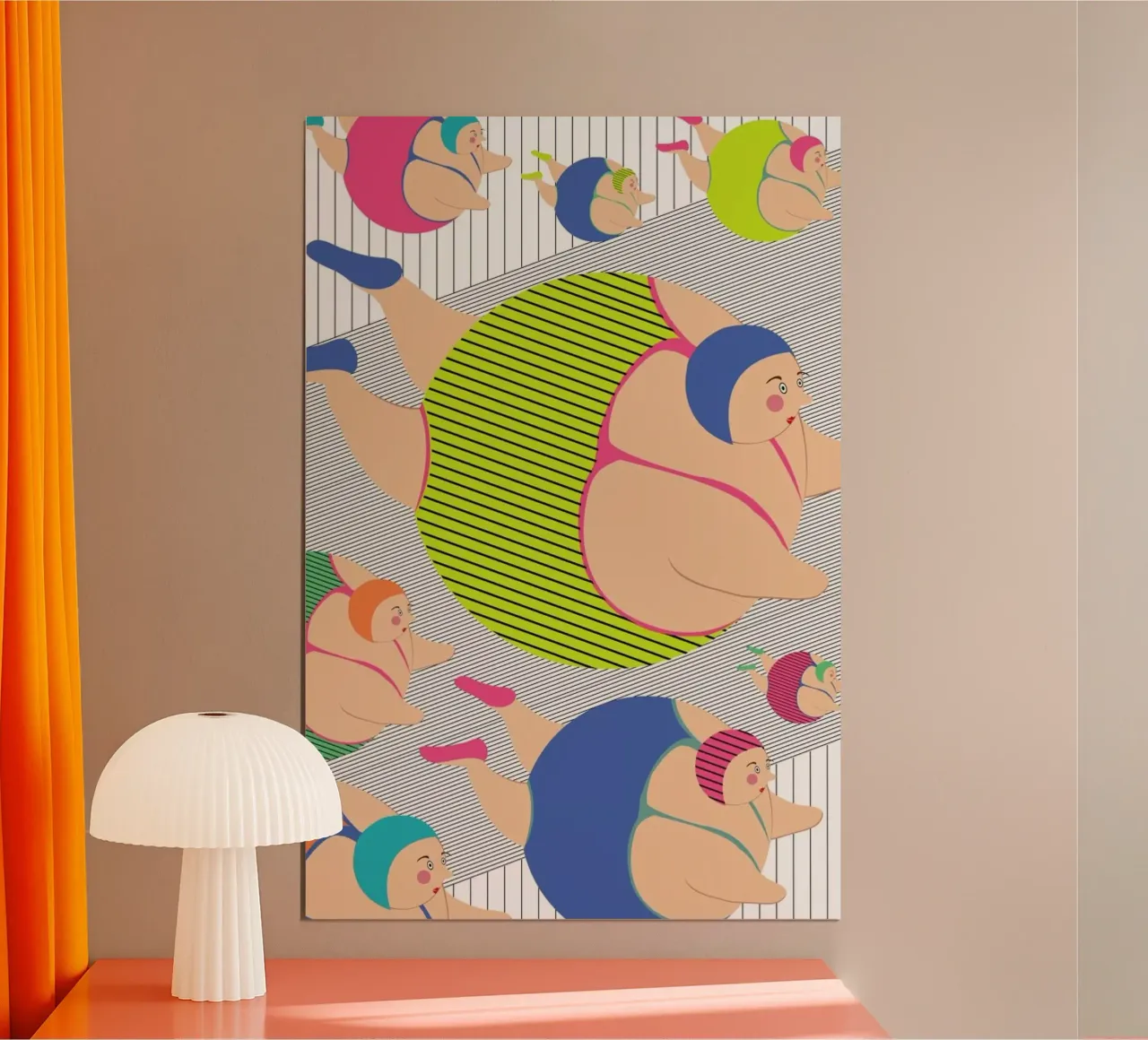 Synchronised Striped Swimmers poster con telaio in alluminio da Maria Kritzas