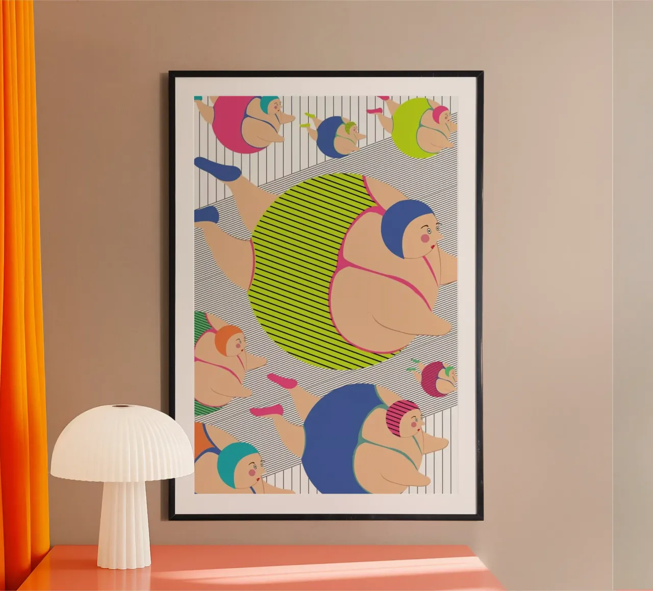 Synchronised Striped Swimmers poster con telaio in alluminio da Maria Kritzas