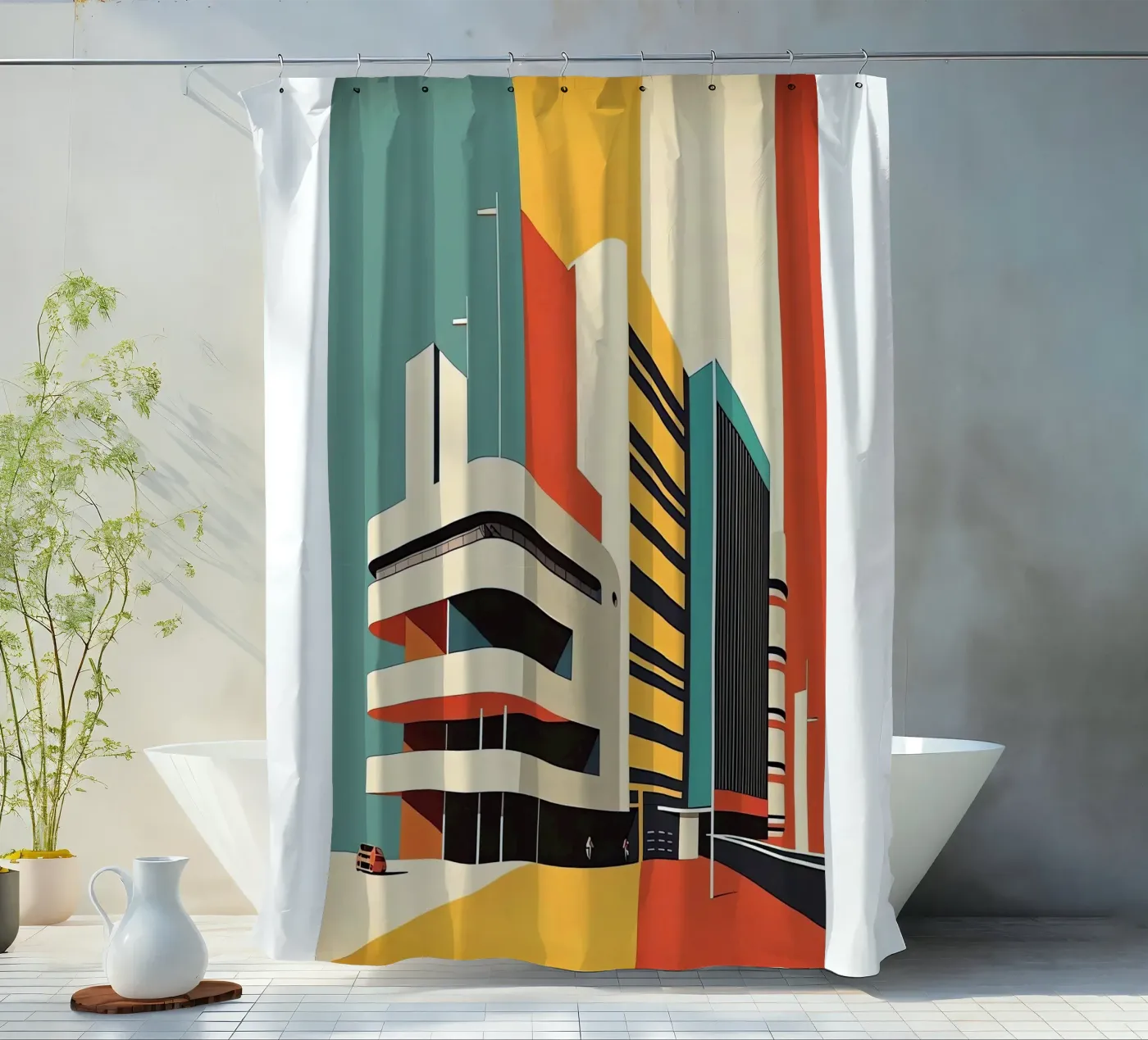 Bauhaus-gebouw douchegordijn van Isaac Murray