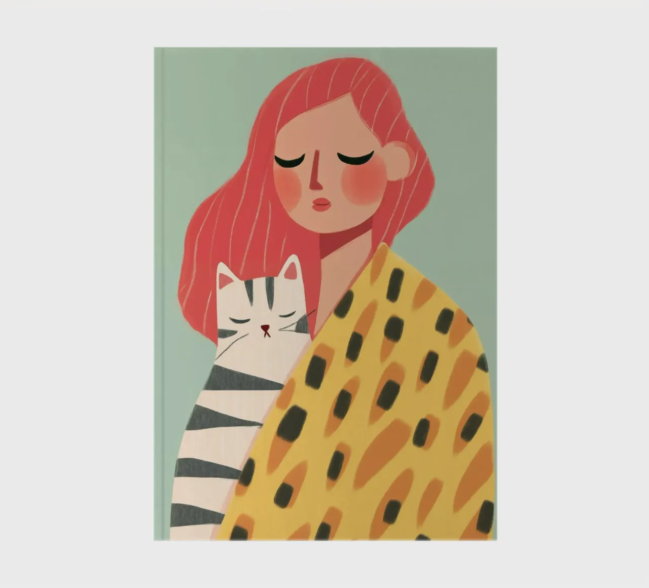 Red-haired woman with cat notebook by Autofocus