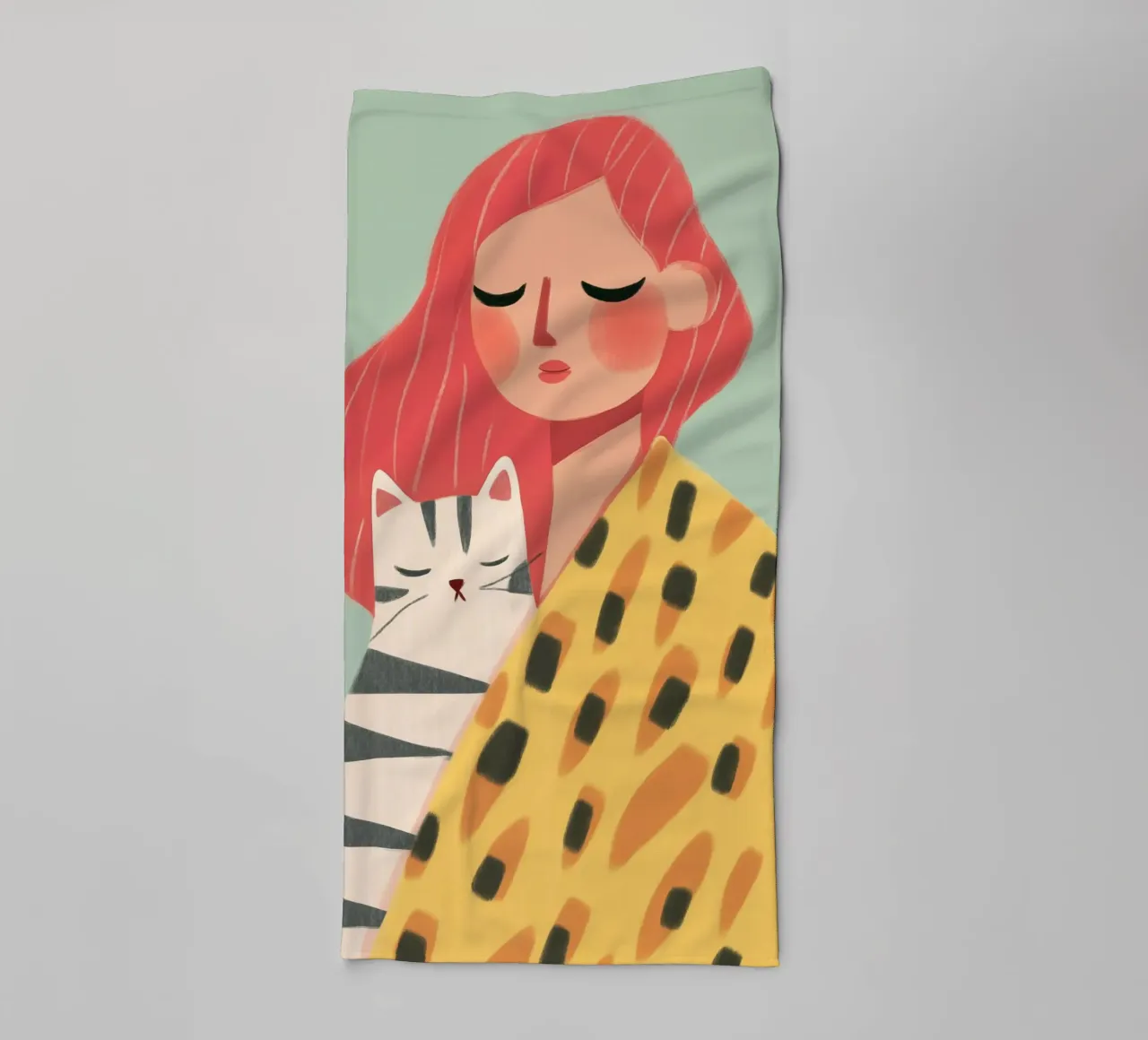 Red-haired woman with cat towel by Autofocus