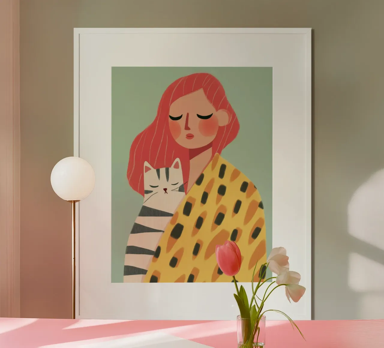 Red-haired woman with cat hahnemühle by Autofocus