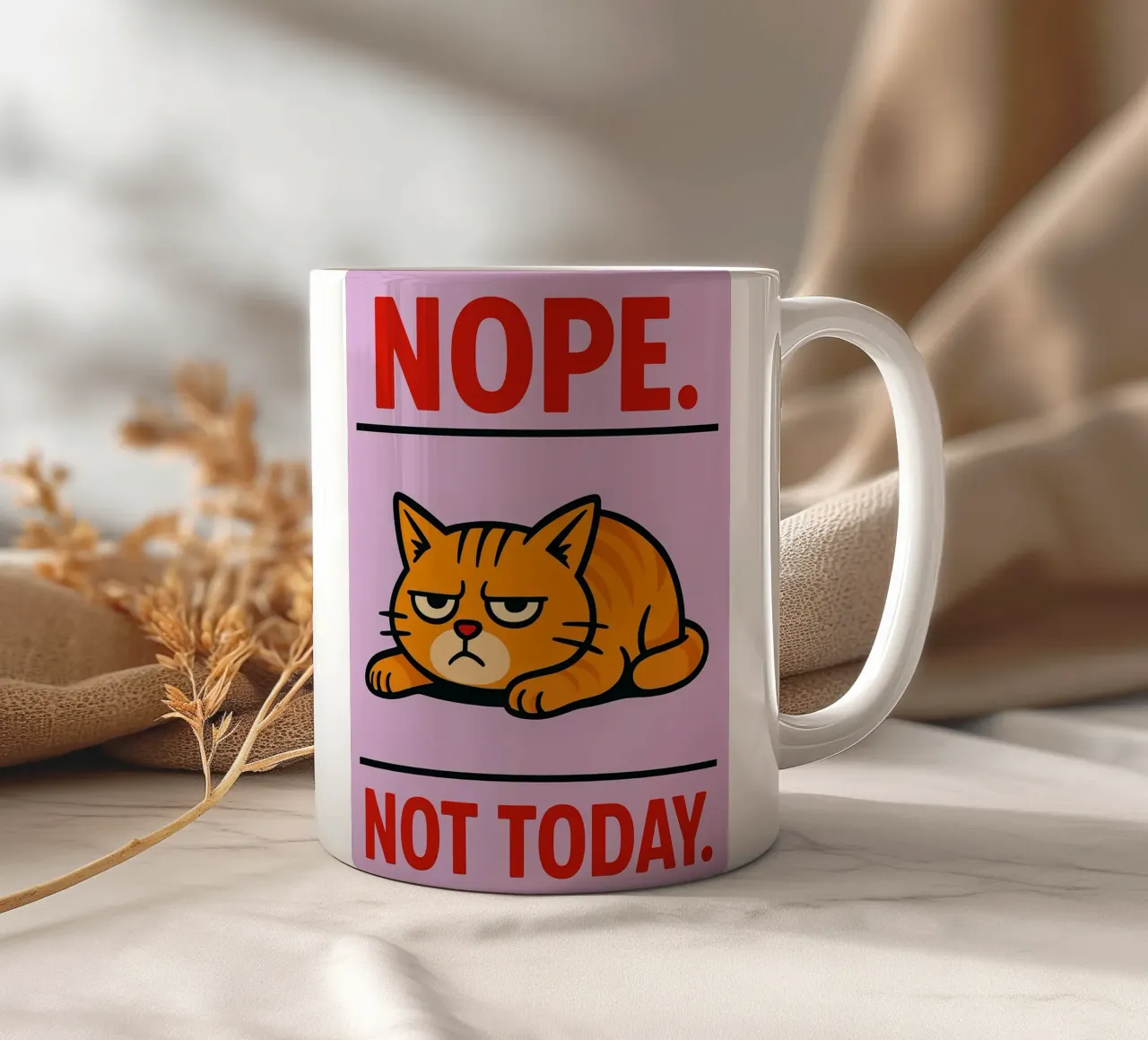 No, non oggi, gatto pigro tazza in ceramica da SADELA