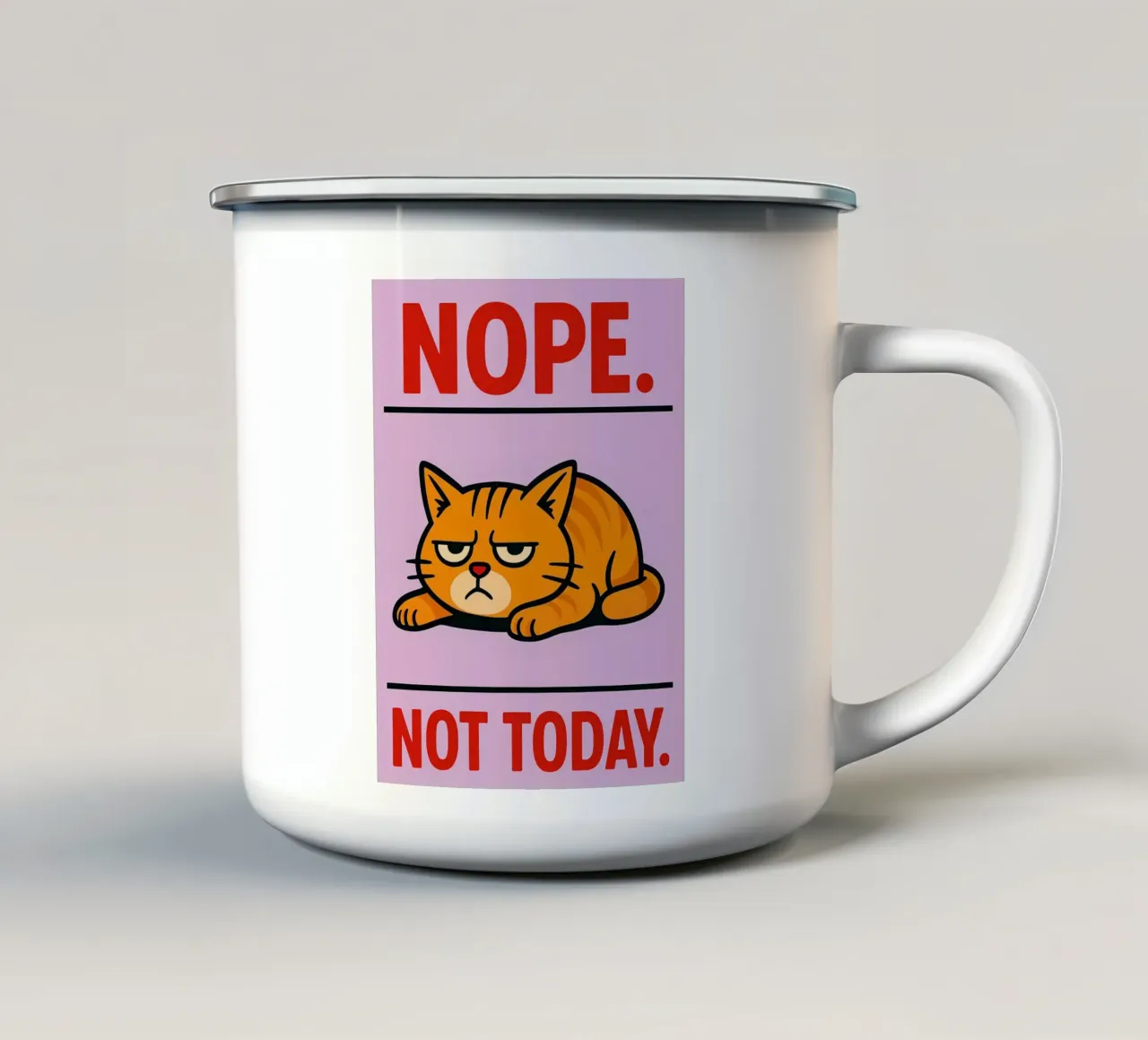 nope niet vandaag luie kat emaille mok van SADELA