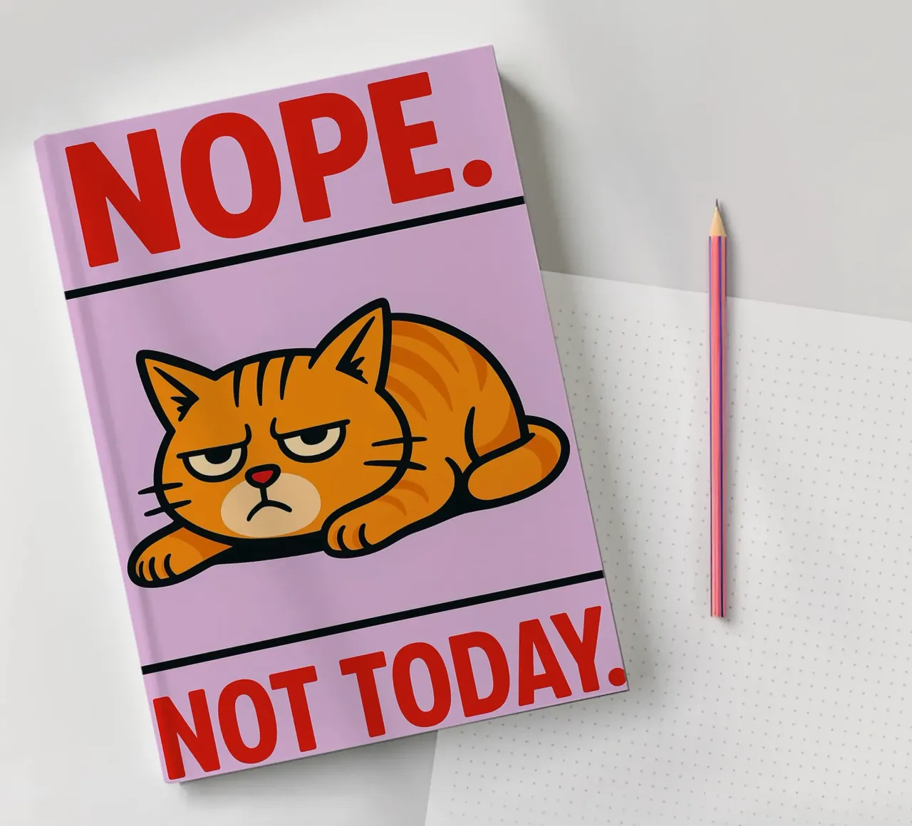 nope not today lazy cat notebook by SADELA
