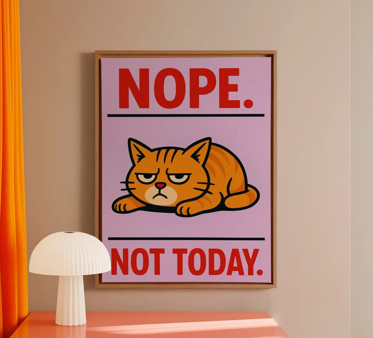 nope not today lazy cat canvas by SADELA
