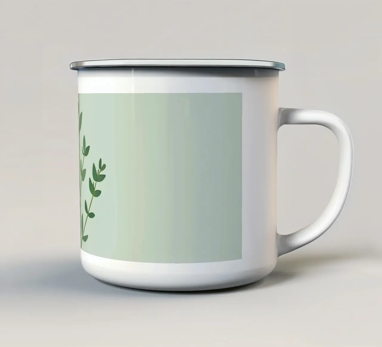 Piccolo ramo di timo con foglie minuscole tazza in smalto da Botanical Gallery