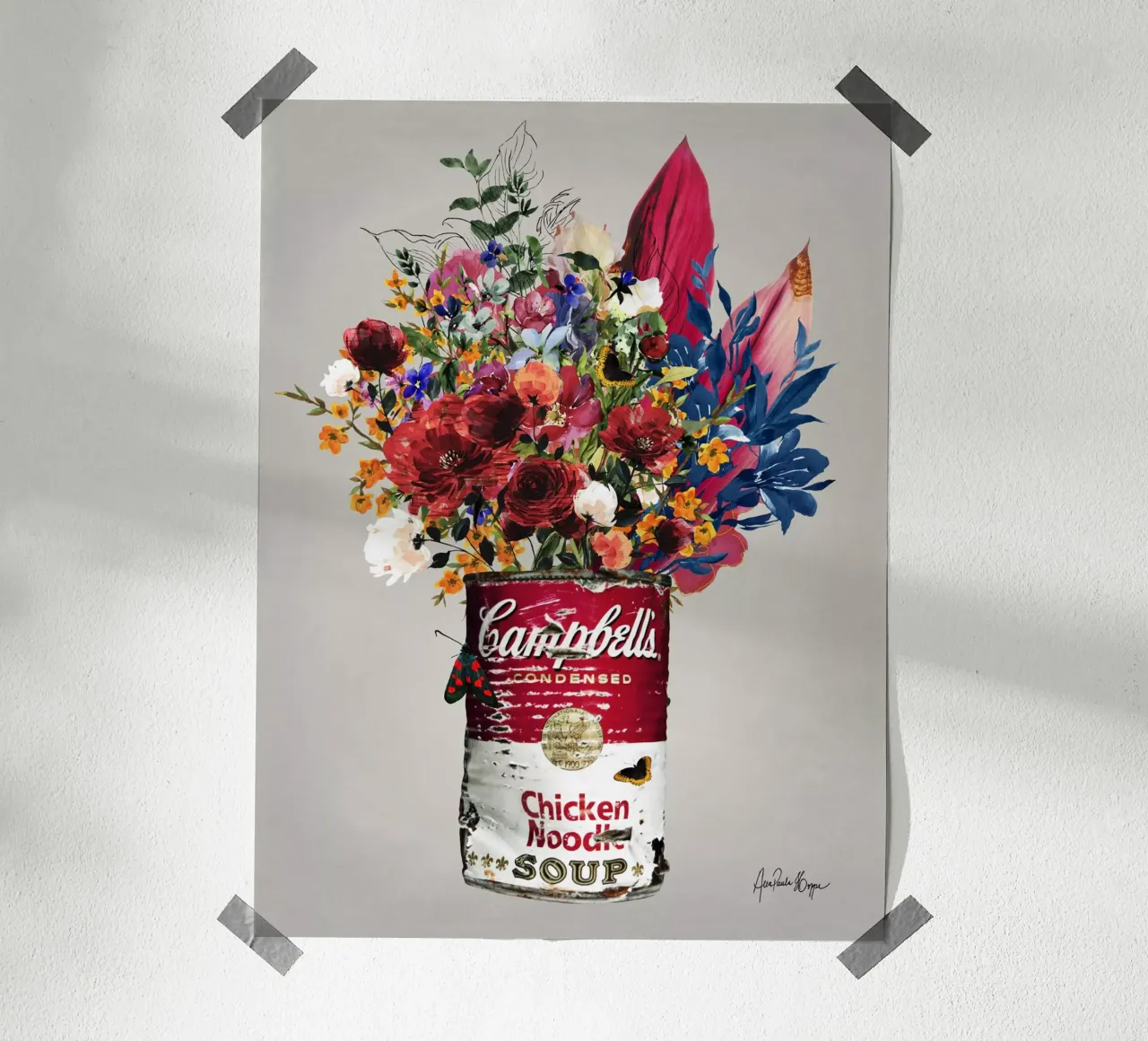 Campbell´s Pink poster con telaio in legno da Ana Paula Hoppe
