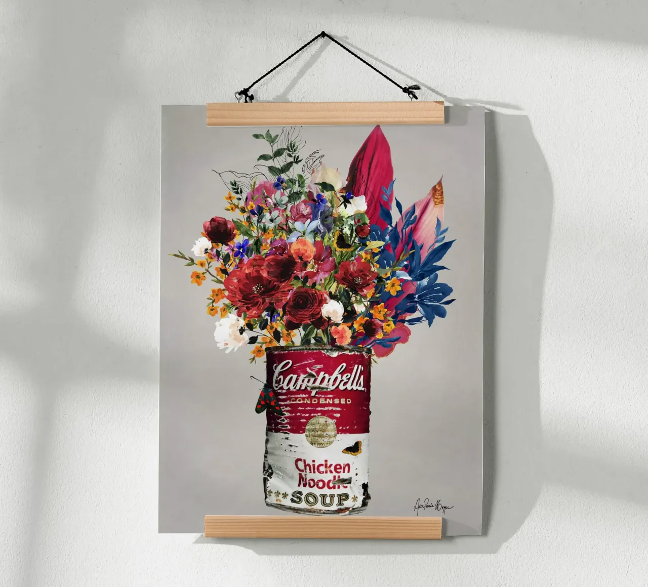 Campbell´s Pink poster con telaio in legno da Ana Paula Hoppe