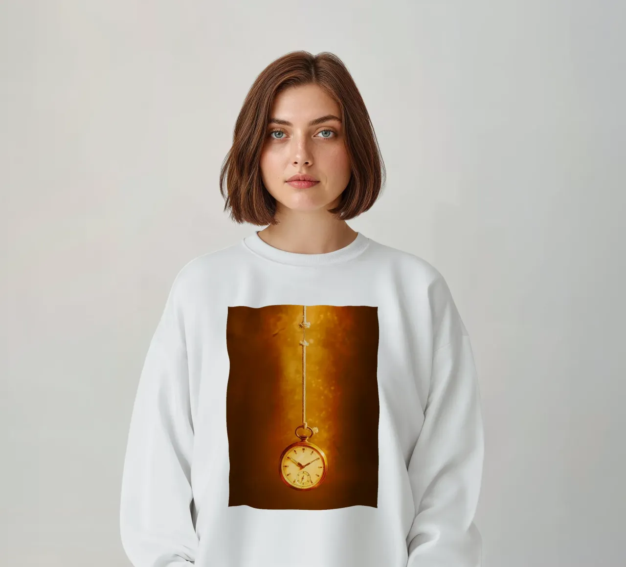 eine Uhr, die an einer fast zerrissenen Schnur hängt Sweatshirt von PASMING