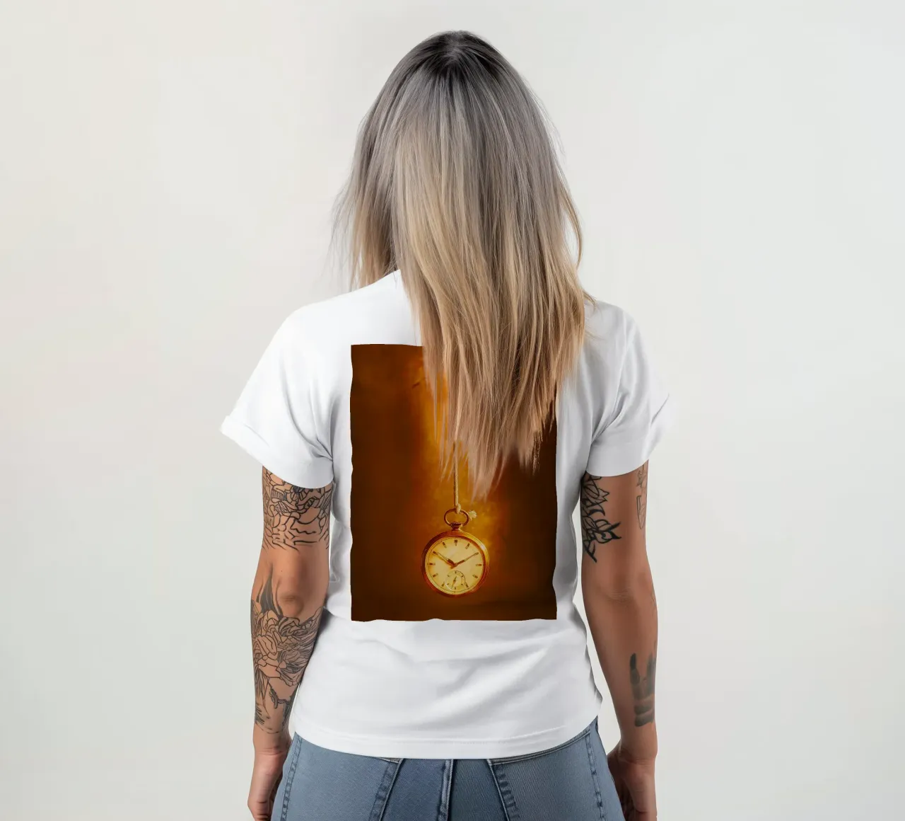 a clock hanging on a nearly broken string t-shirt by PASMING