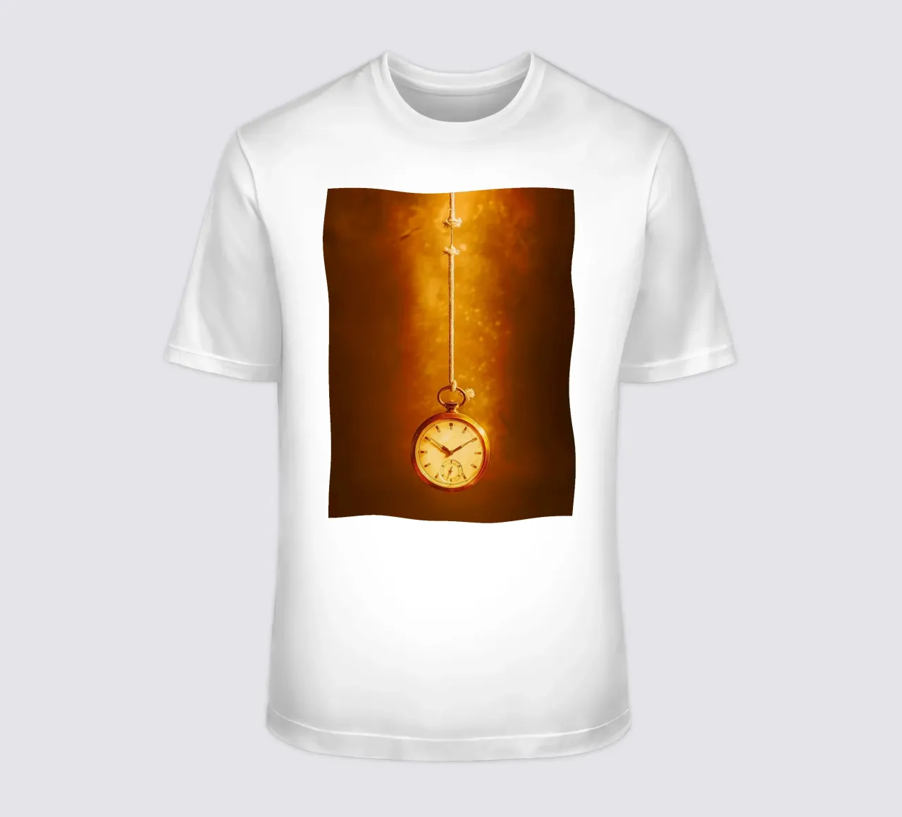 a clock hanging on a nearly broken string t-shirt by PASMING