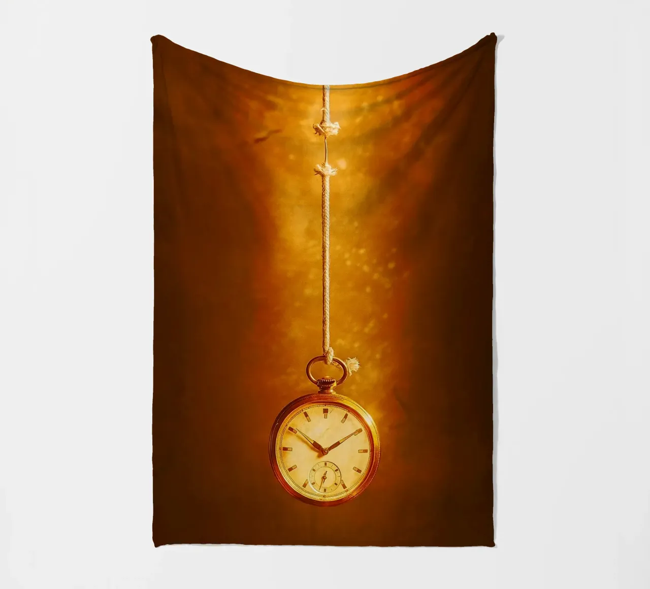 a clock hanging on a nearly broken string fleece blanket by PASMING