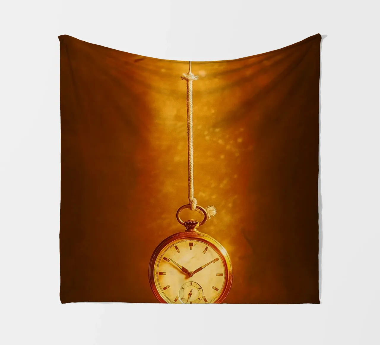 a clock hanging on a nearly broken string fleece blanket by PASMING