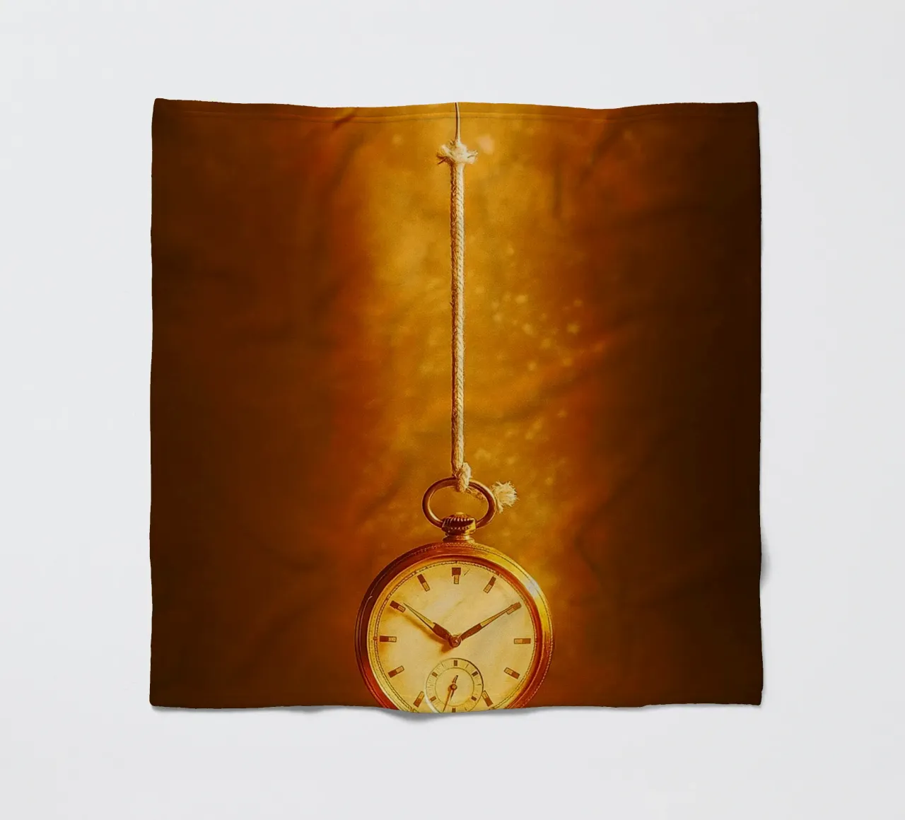 a clock hanging on a nearly broken string fleece blanket by PASMING
