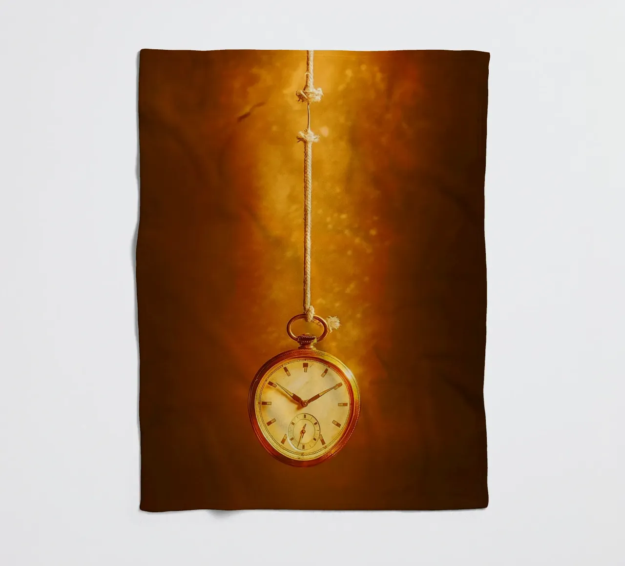 a clock hanging on a nearly broken string fleece blanket by PASMING