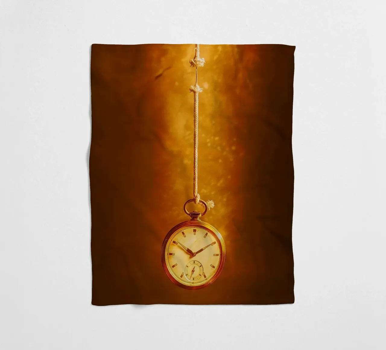 a clock hanging on a nearly broken string fleece blanket by PASMING