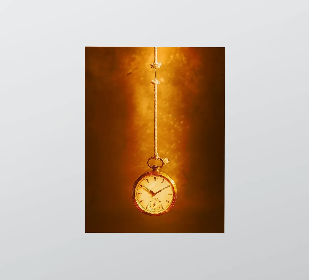 a clock hanging on a nearly broken string sticker by PASMING