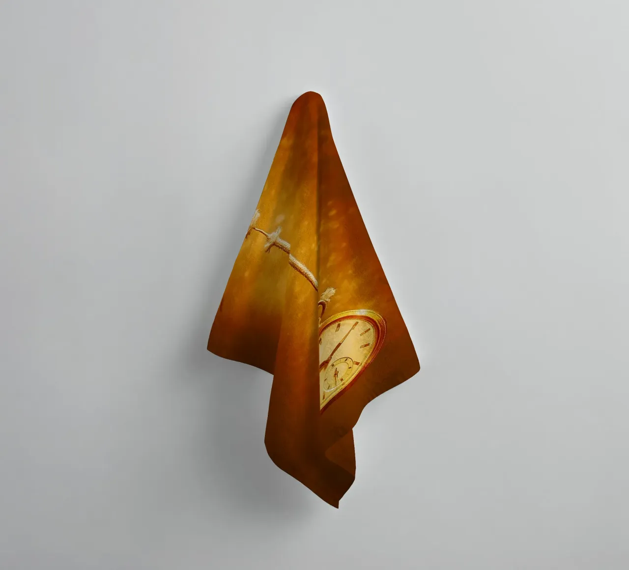 a clock hanging on a nearly broken string towel by PASMING