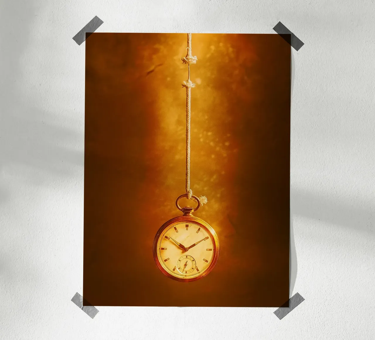 a clock hanging on a nearly broken string hahnemühle by PASMING