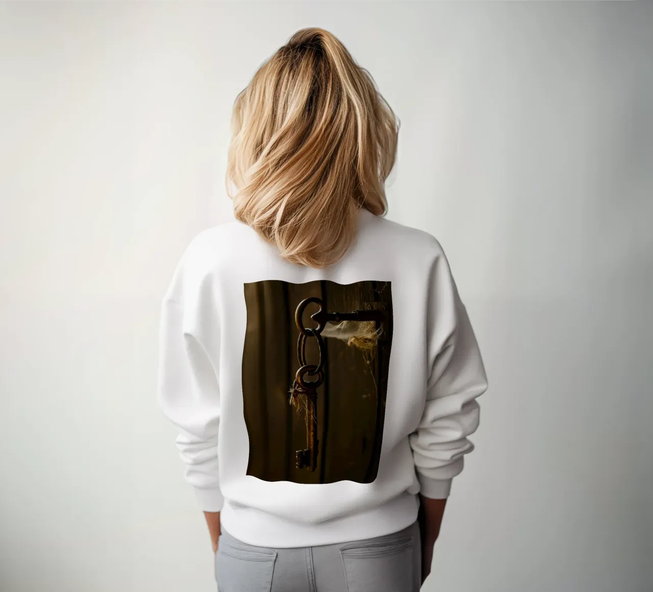 una chiave appesa a una vecchia porta felpa da PASMING