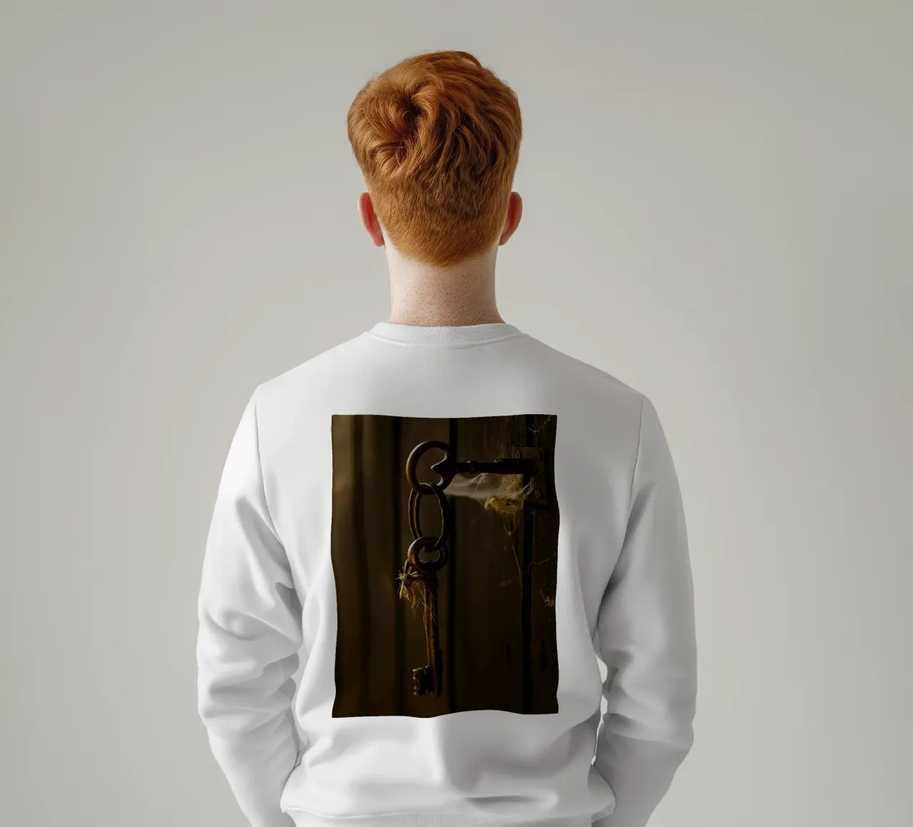 una chiave appesa a una vecchia porta felpa da PASMING