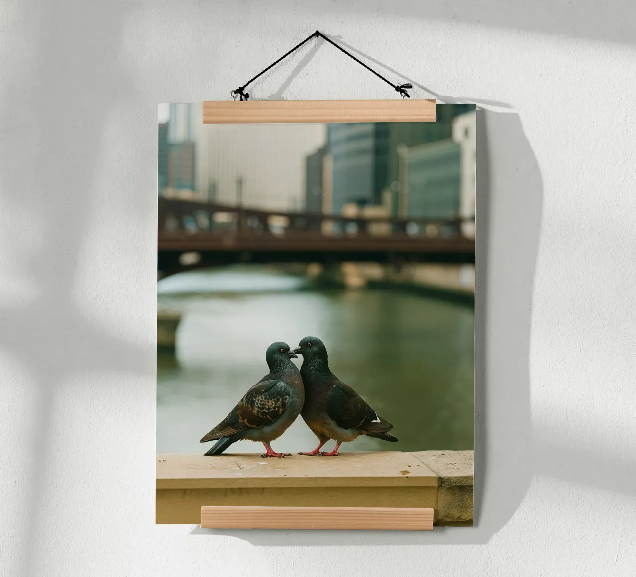 coppia di piccioni in riva al fiume carta hahnemühle da PASMING