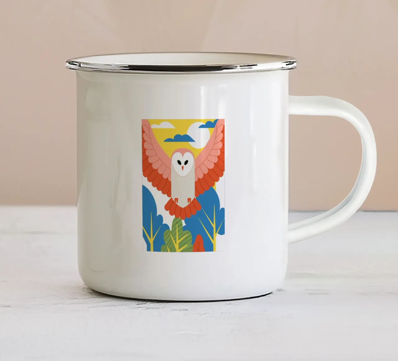 Gufo, dominatore della notte tazza in smalto da PROTECT ANIMALS