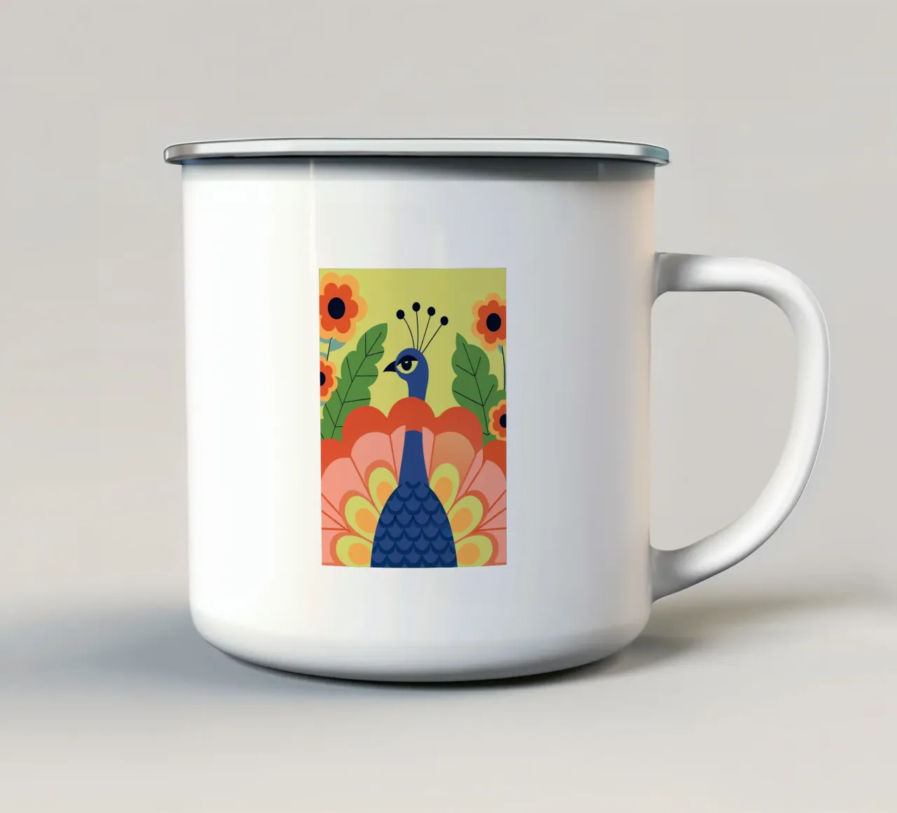 Pavone in un giardino fiorito tazza in smalto da PROTECT ANIMALS