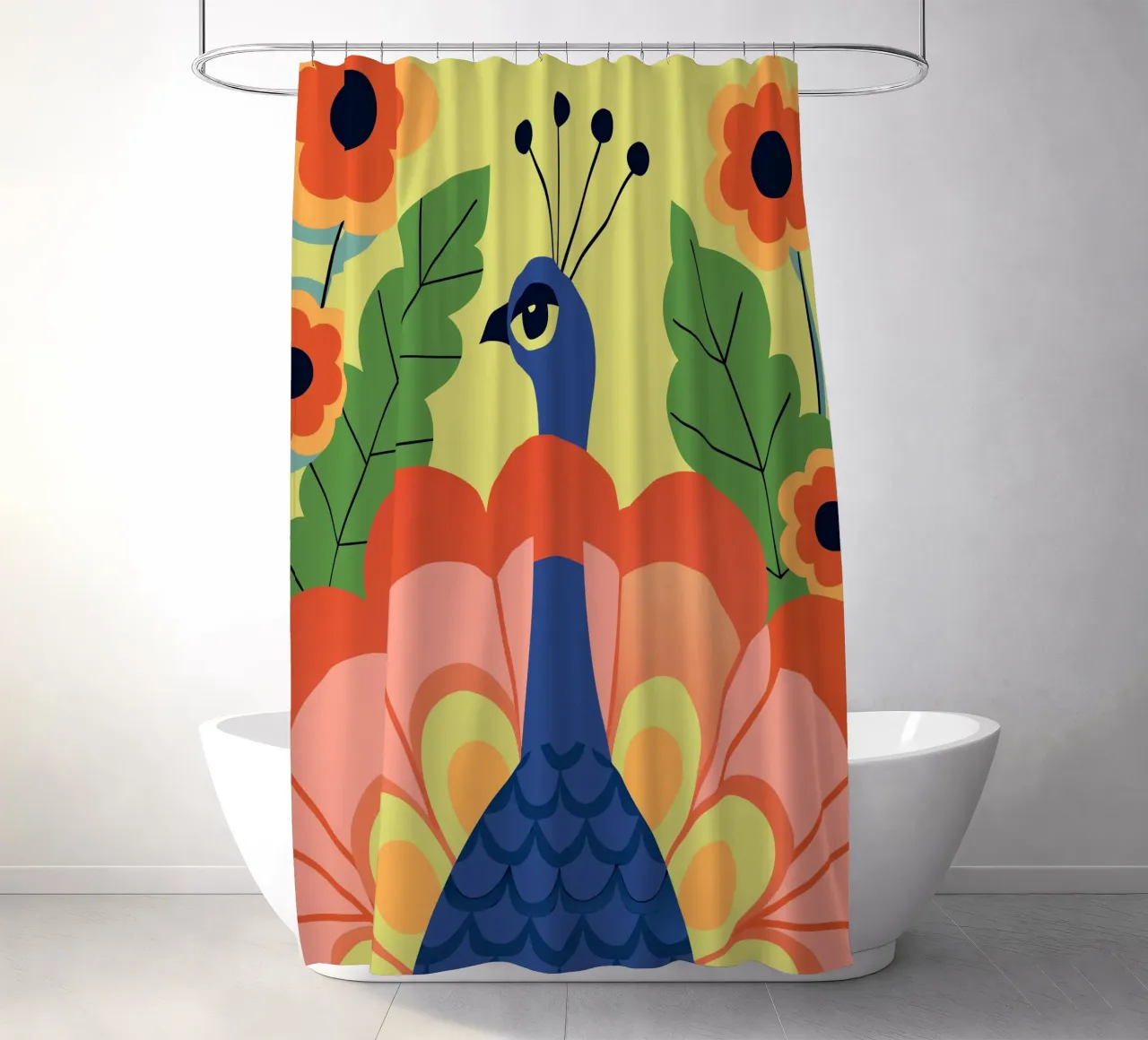 Pavone in un giardino fiorito tenda da doccia da PROTECT ANIMALS