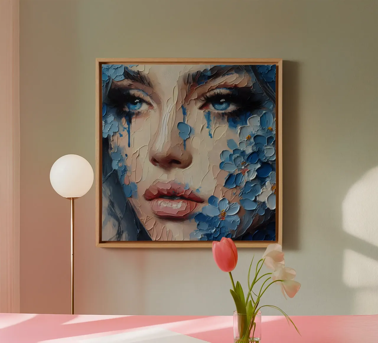 BLAU FÜHLEN Leinwand mit Schattenfugenrahmen von ARTOMATIC