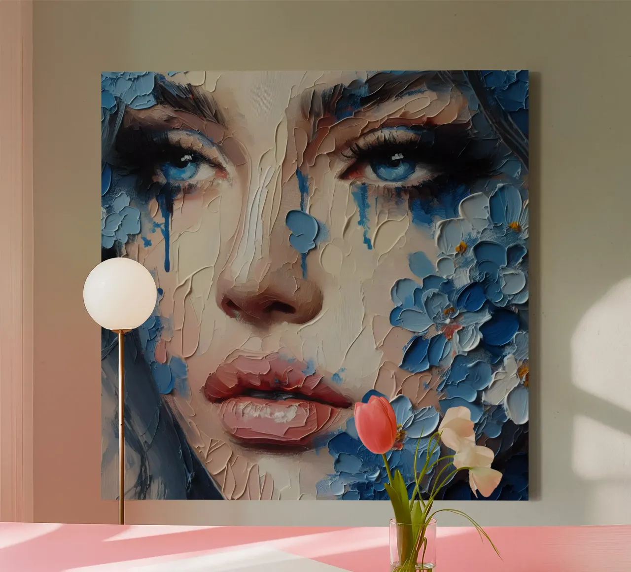 BLAU FÜHLEN Leinwand mit Schattenfugenrahmen von ARTOMATIC