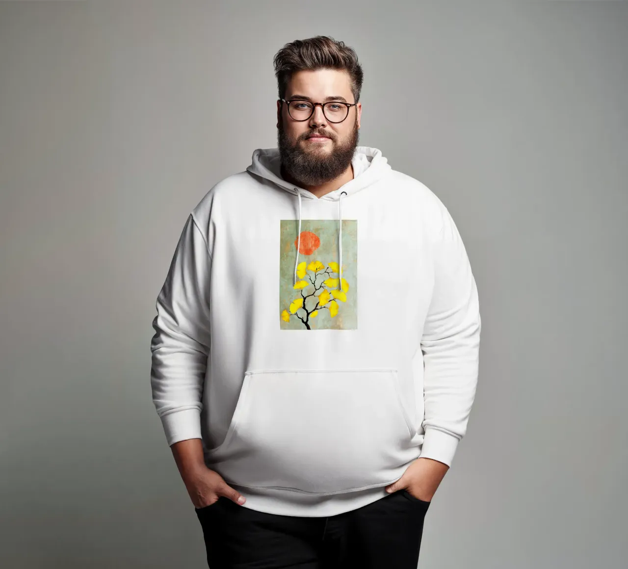 Ginkgo biloba tree art felpa con cappuccio da Justyna Jaszke JBJart