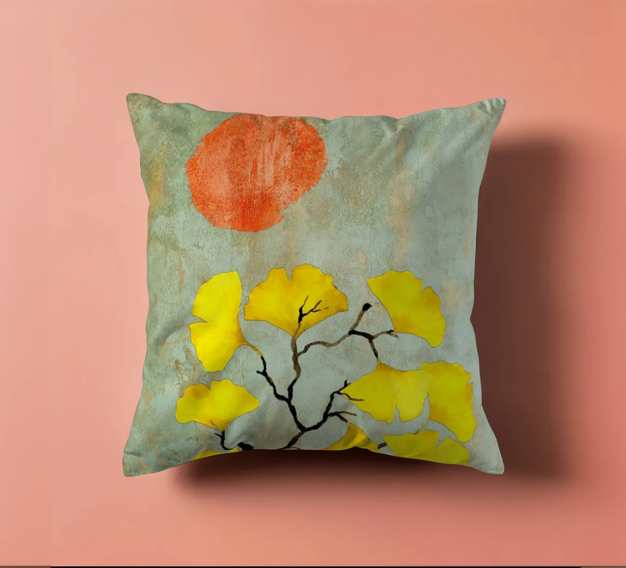 Ginkgo biloba tree art cuscino da Justyna Jaszke JBJart