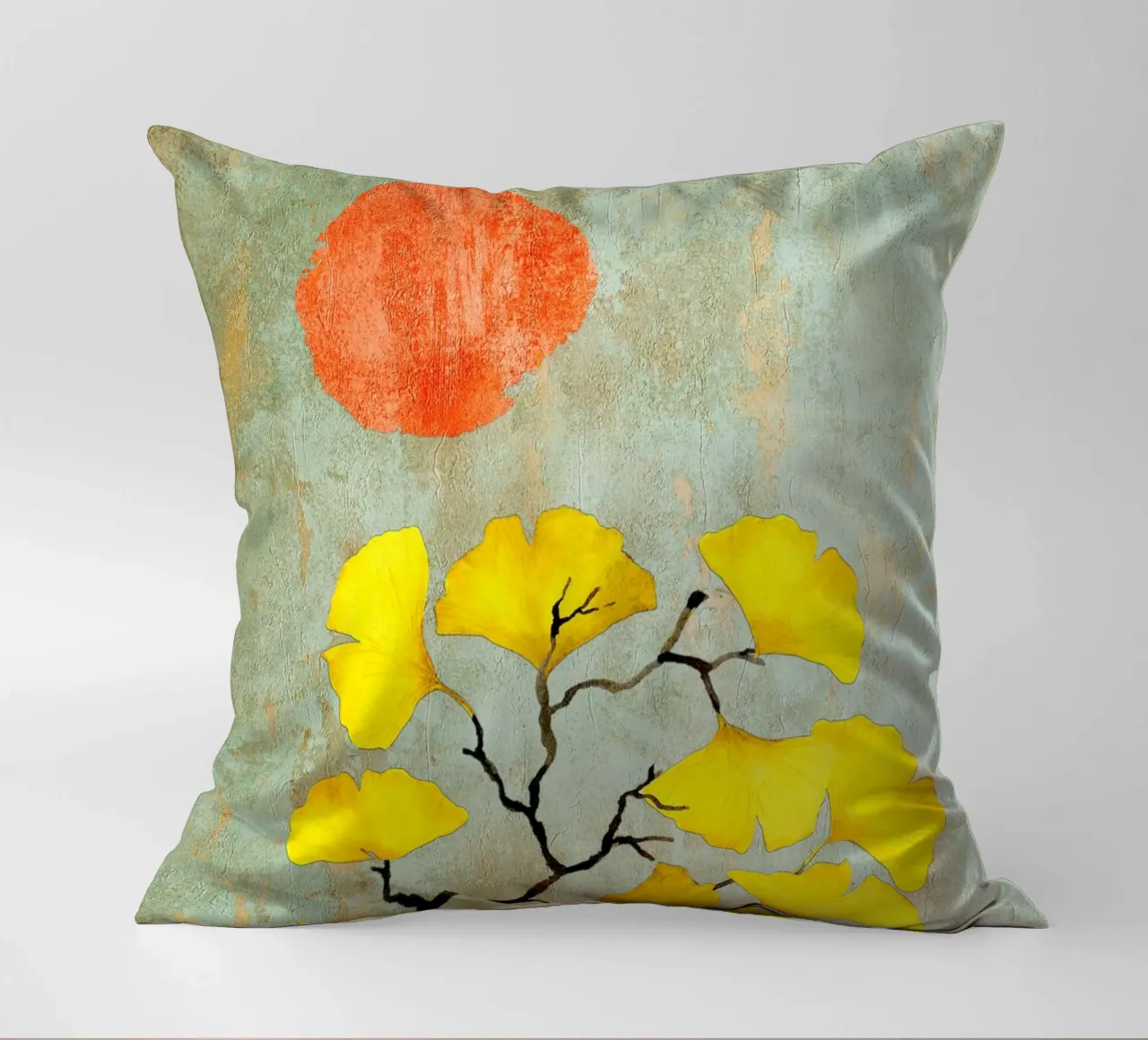 Ginkgo biloba tree art cuscino da Justyna Jaszke JBJart