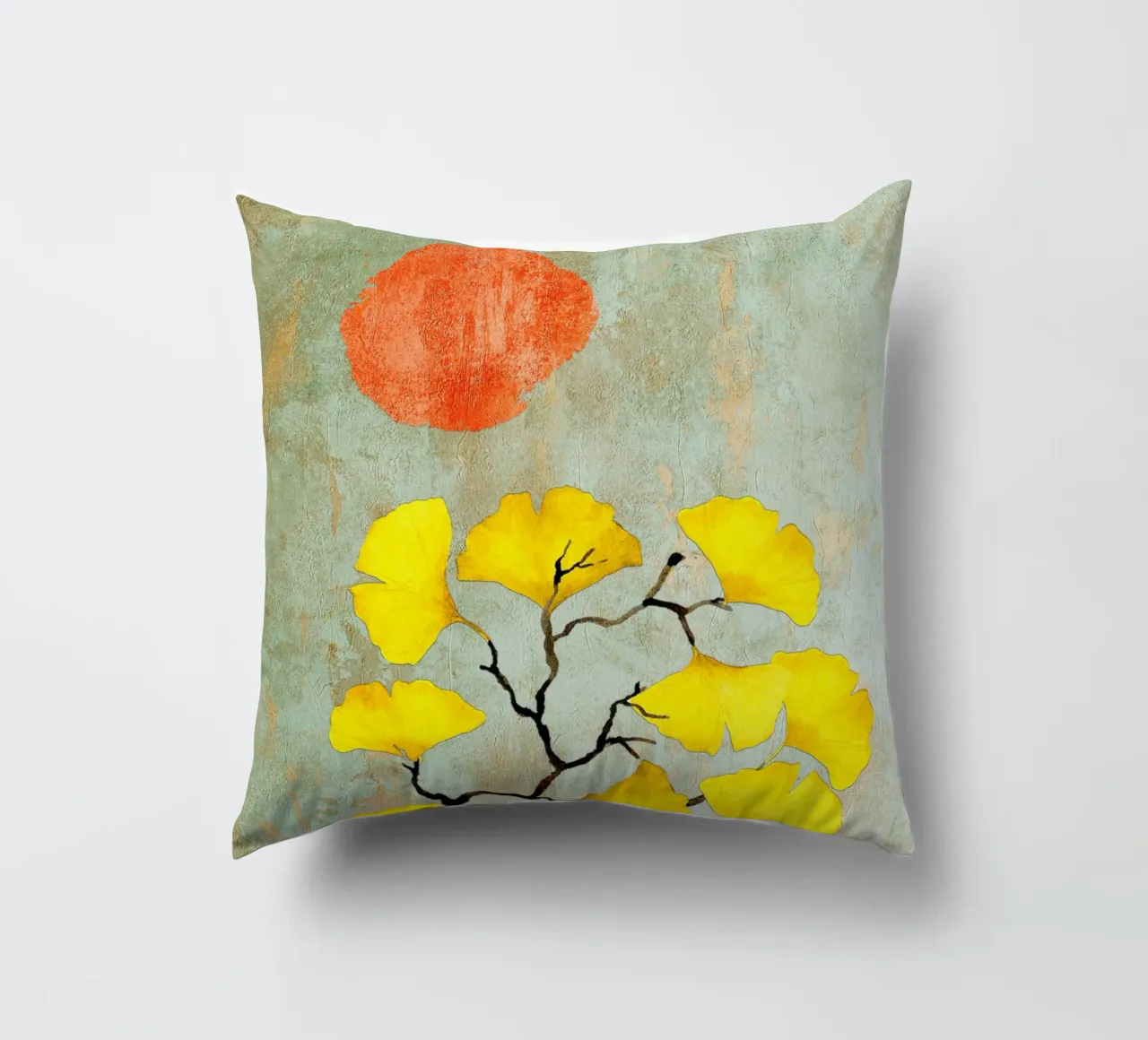 Ginkgo biloba tree art cuscino da Justyna Jaszke JBJart