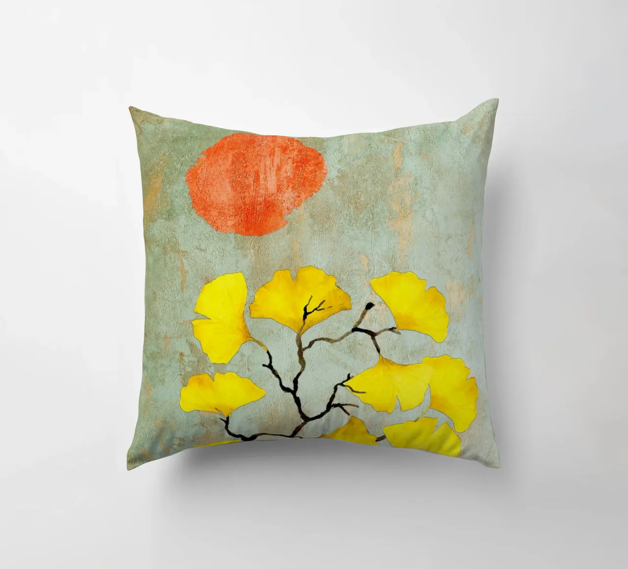 Ginkgo biloba tree art cuscino da Justyna Jaszke JBJart