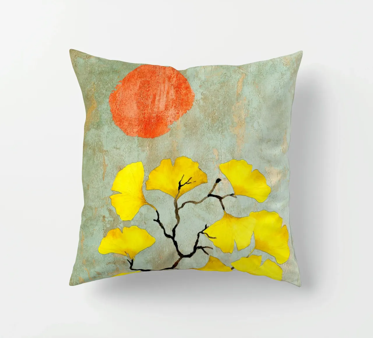 Ginkgo biloba tree art cuscino da Justyna Jaszke JBJart