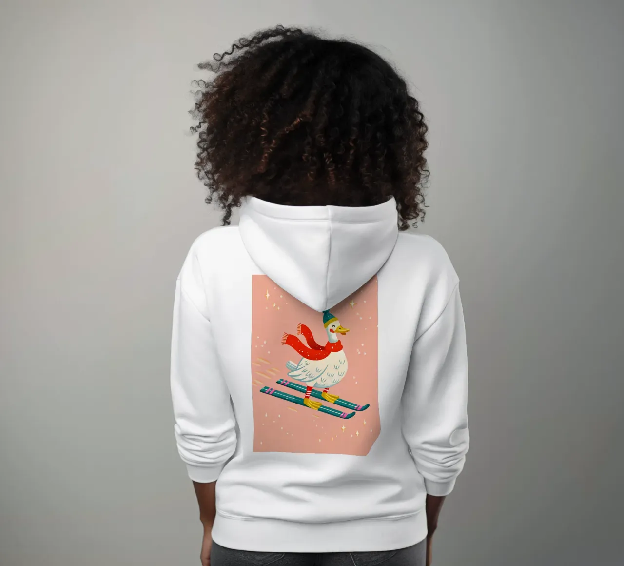 Skiing Duck Delight felpa con cappuccio da ChristmasMooodz