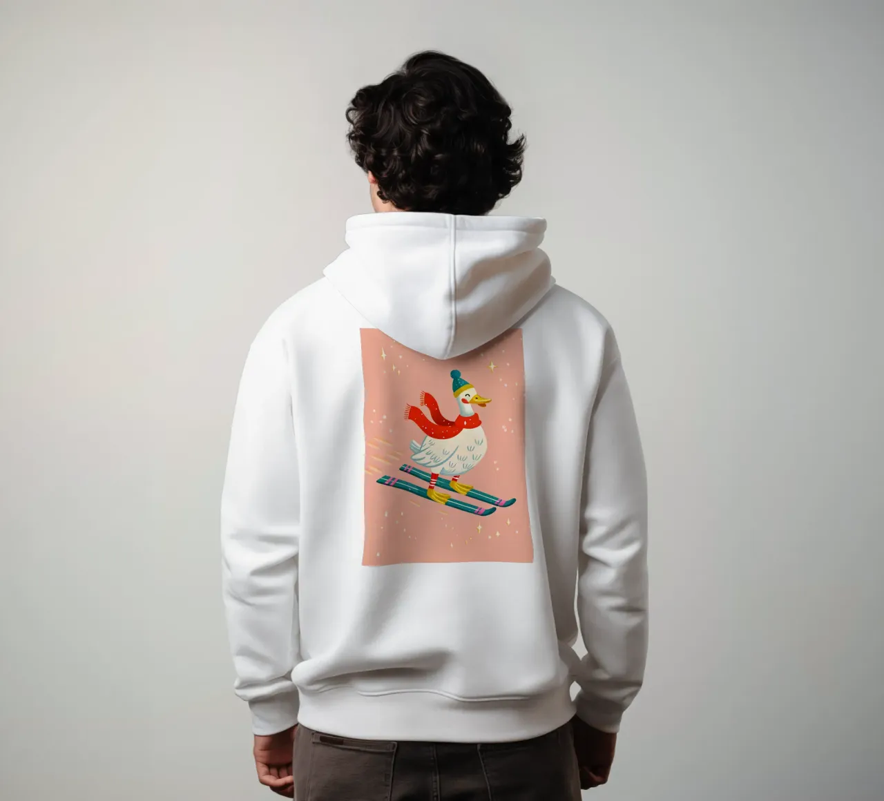 Skiing Duck Delight felpa con cappuccio da ChristmasMooodz