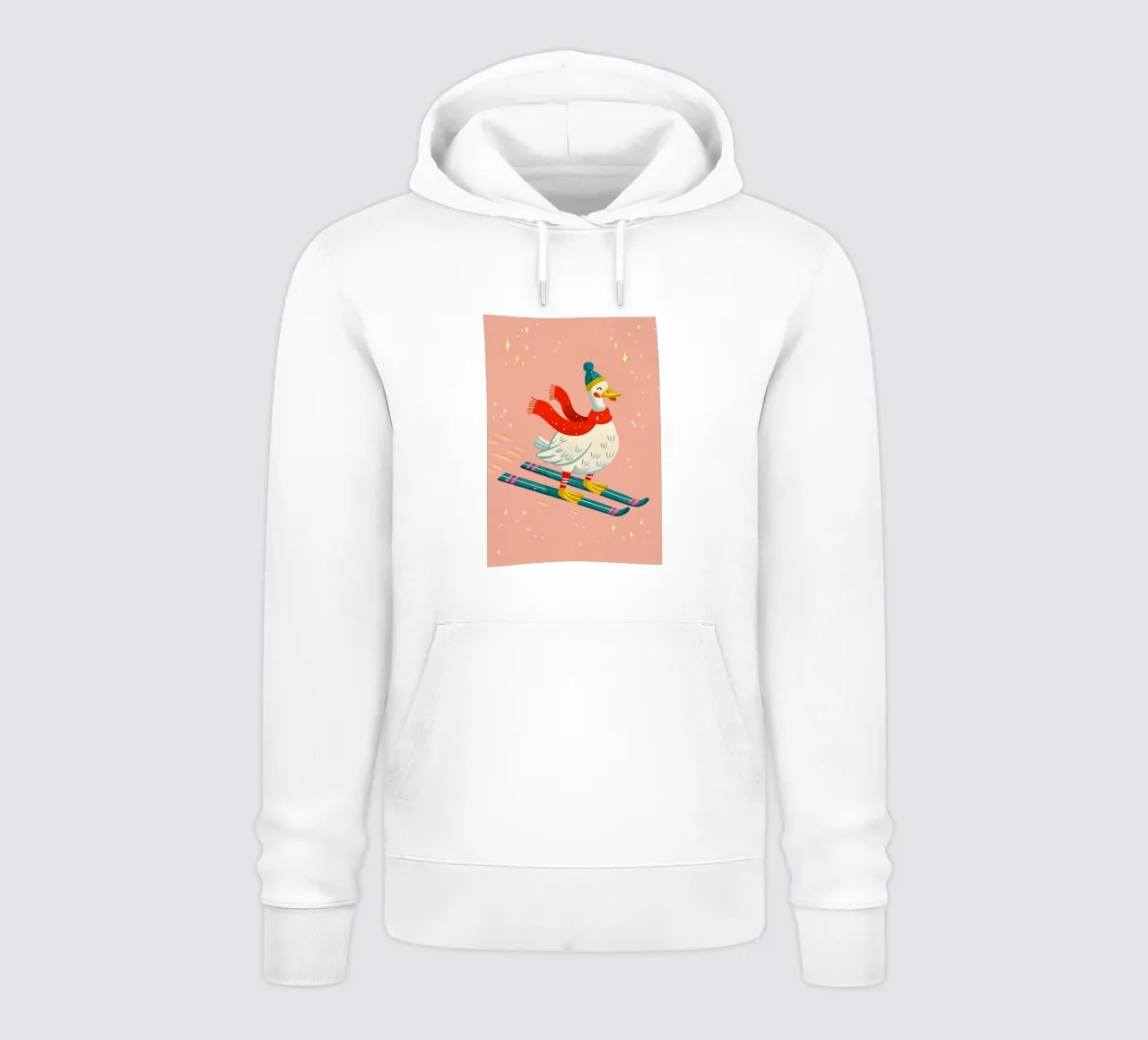 Skiing Duck Delight felpa con cappuccio da ChristmasMooodz