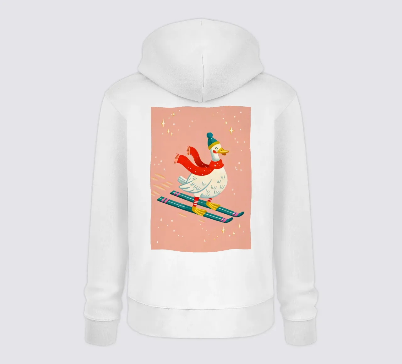 Skiing Duck Delight felpa con cappuccio da ChristmasMooodz