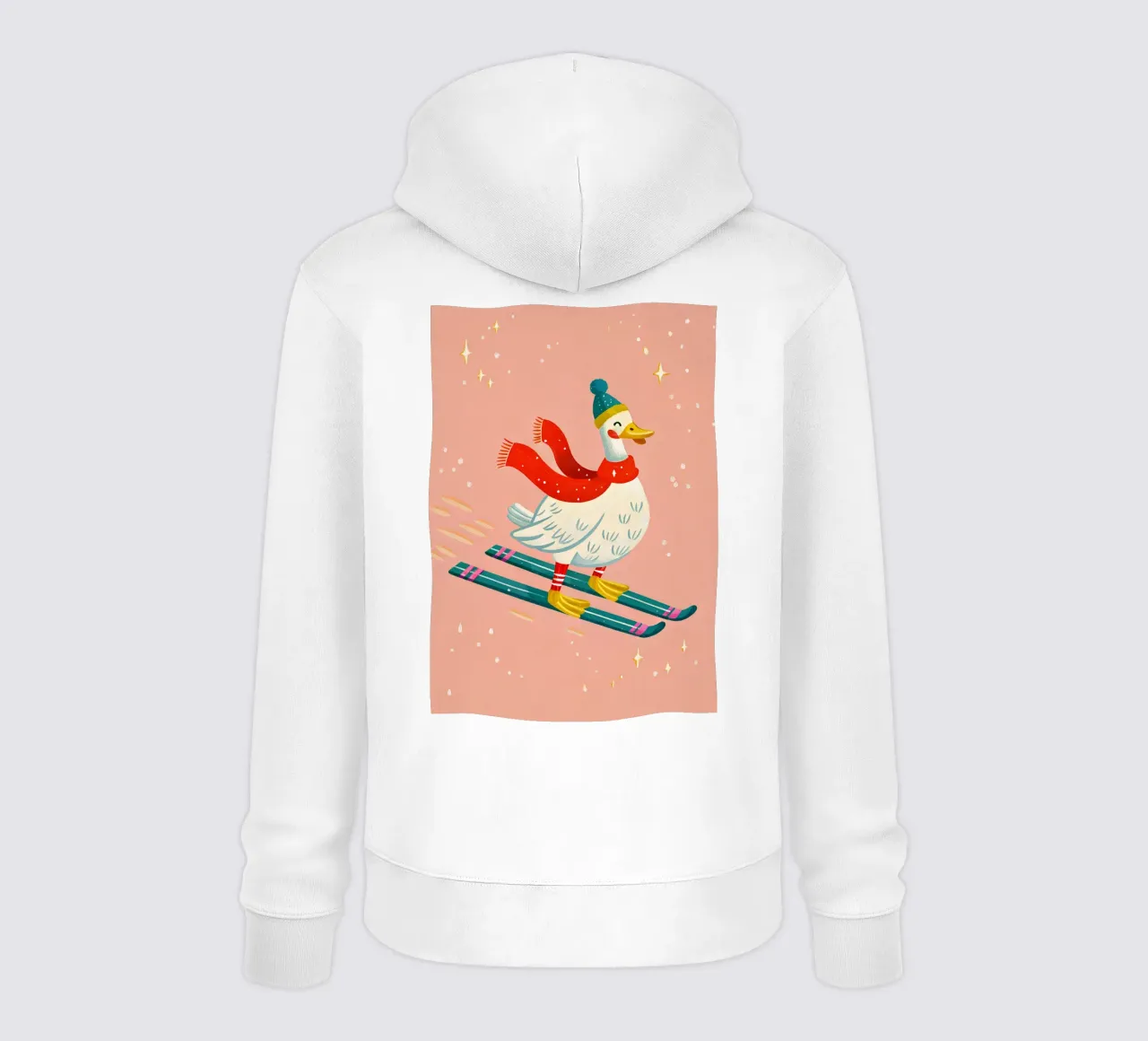 Skiing Duck Delight felpa con cappuccio da ChristmasMooodz
