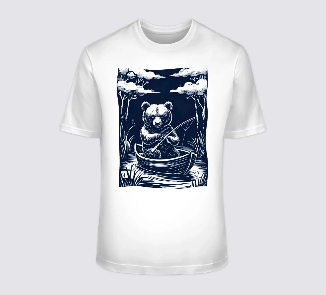 Pesca con l'orso in barca t-shirt da DesignDoodle