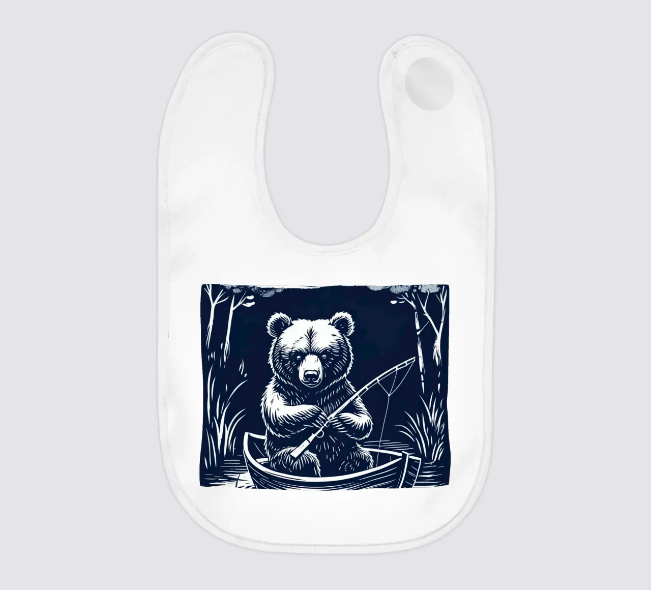 Pesca con l'orso in barca bavaglino da DesignDoodle
