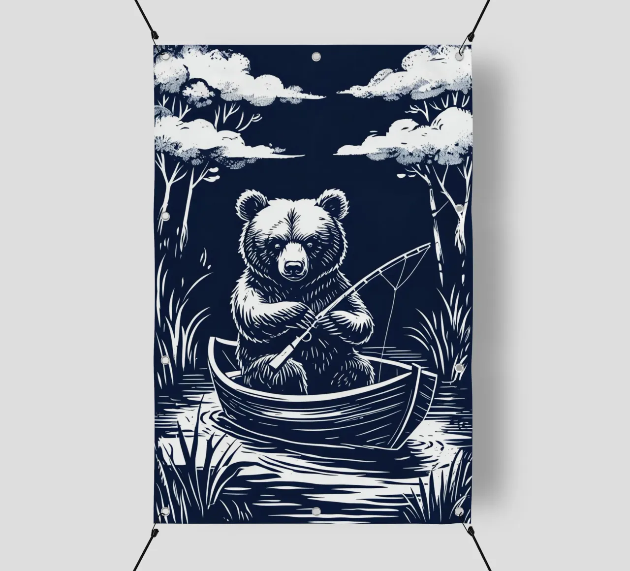 Pesca con l'orso in barca telo in pvc da DesignDoodle