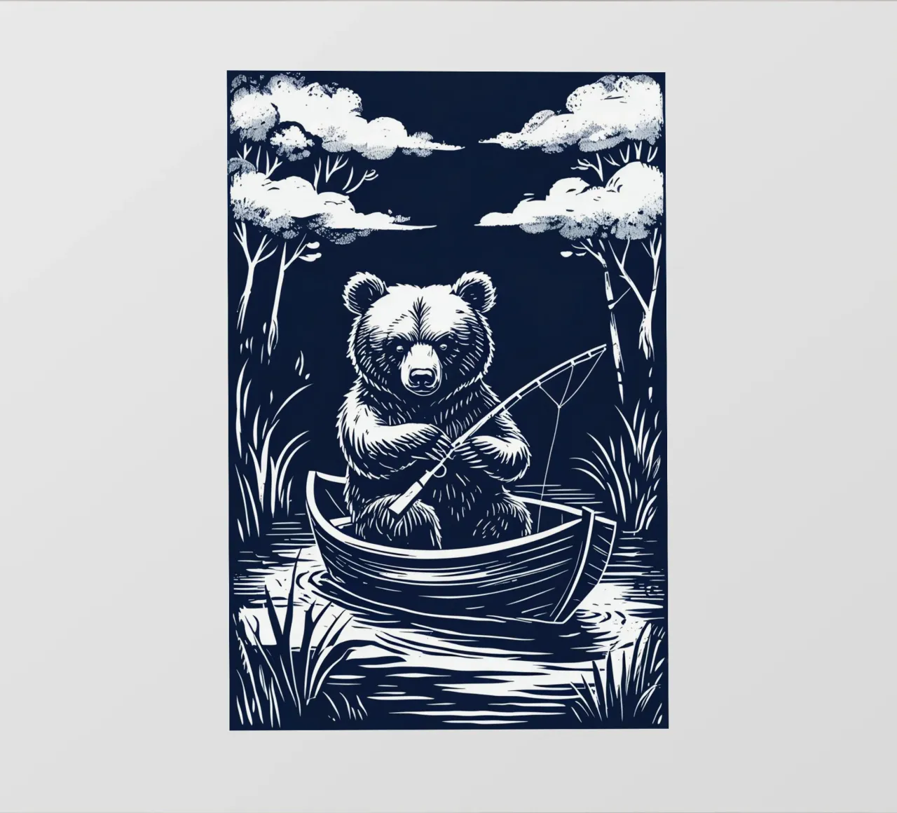Pesca con l'orso in barca telo in pvc da DesignDoodle
