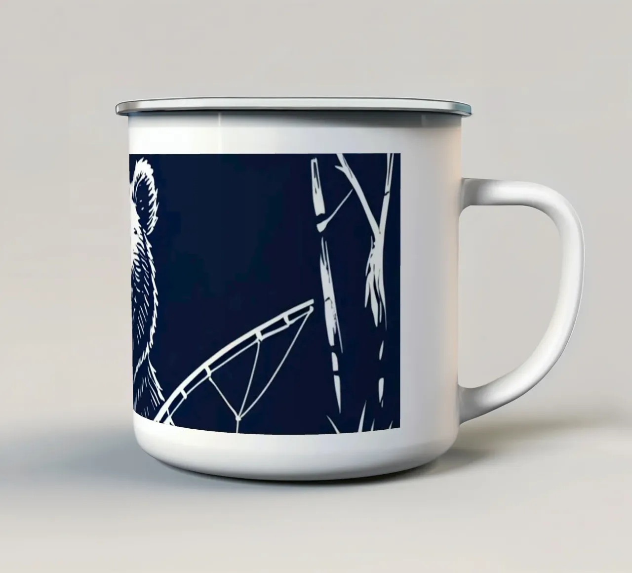 Pesca con l'orso in barca tazza in smalto da DesignDoodle